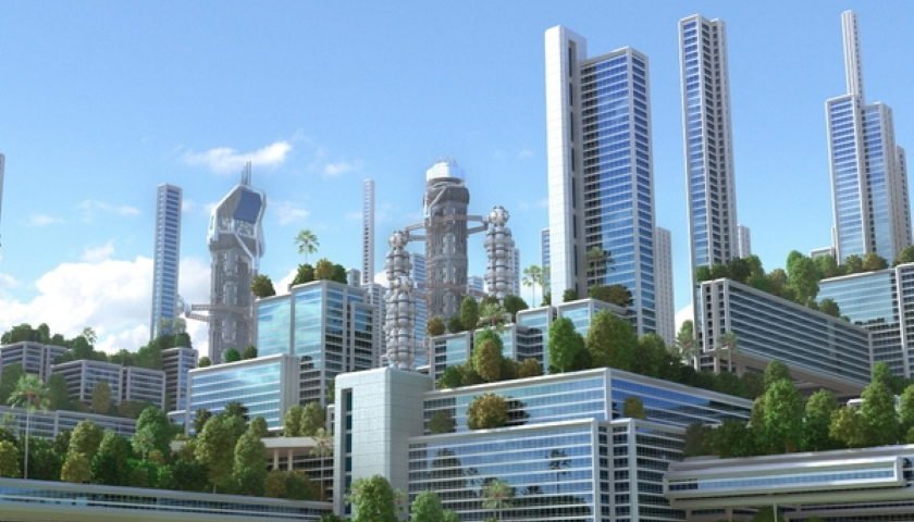 futuristic green smart city